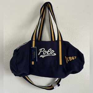 Polo Ralph Lauren Varsity Patches Newport Canvas Duffle Bag PWing Preppy Sport